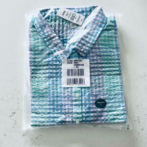 LL Bean Women's Vacationland Seersucker Shirt, Short-Sleeve Popover Plaid